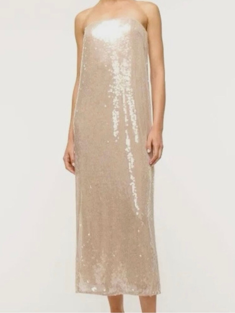 STAUD NWT Strapless Casey Sequin Dress in Moon color Size 12 Original $595